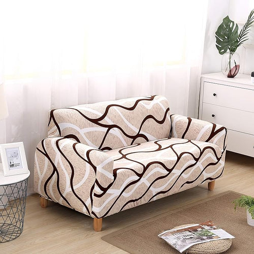 CoverHome Exclusive Stretchable Sofa Cover - Brown White Strips