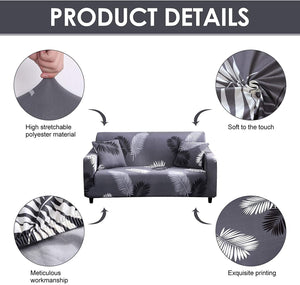 Faboholic L Shape Premium Extensible Sofa Set Cover grey Leaves