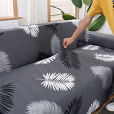 Faboholic L Shape Premium Extensible Sofa Set Cover grey Leaves