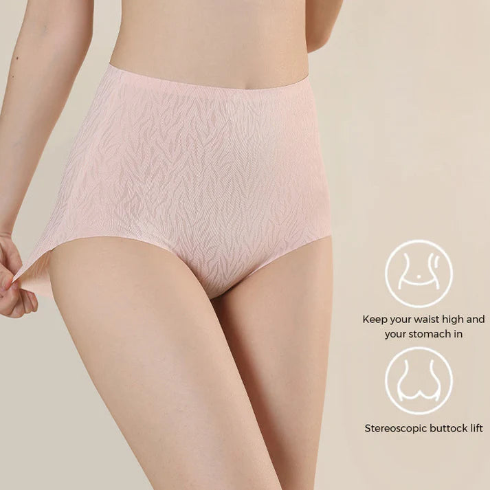 Women High Waist Shaping Briefs Cotton Panties Lift The Hips Pink